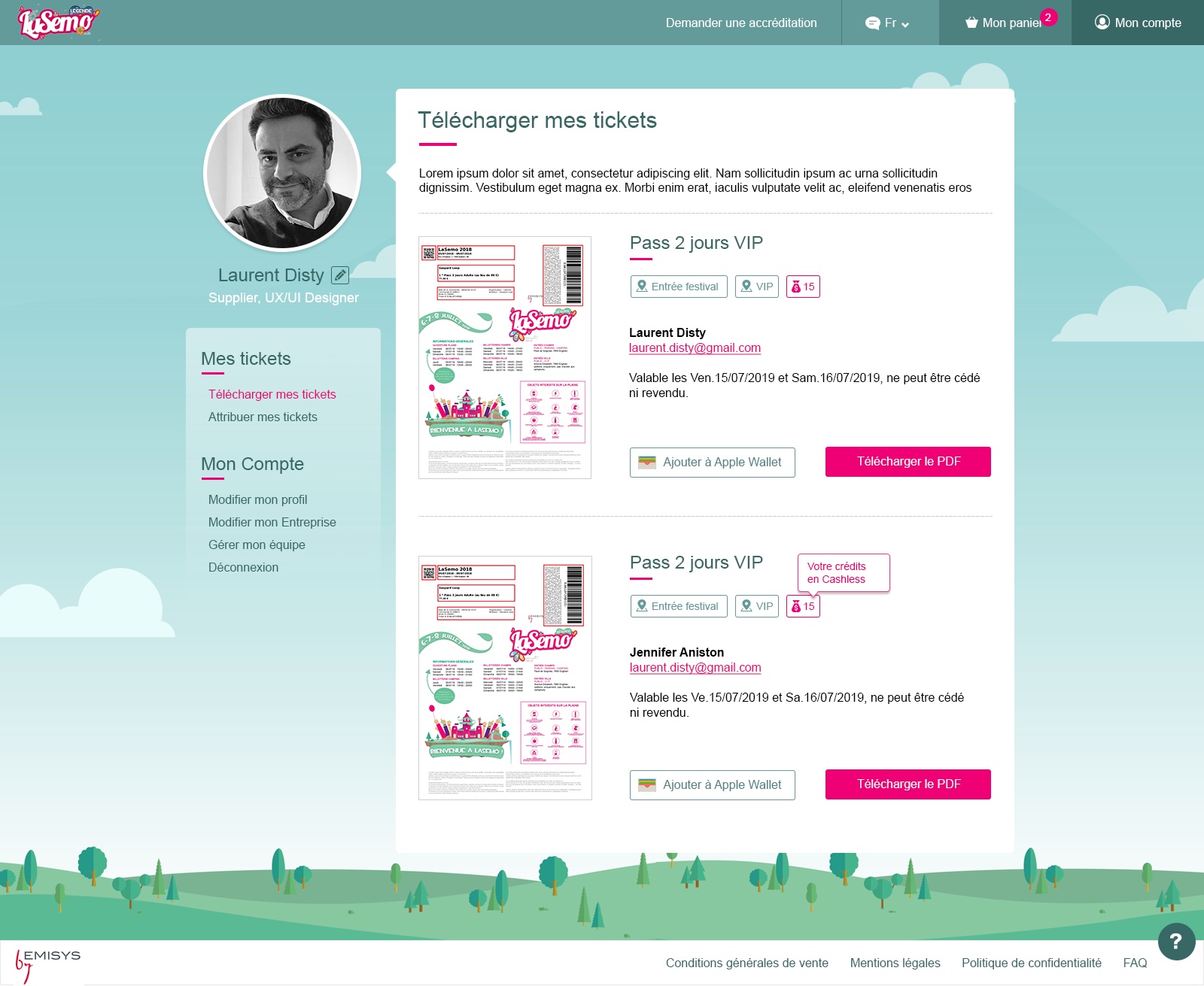 Interface de gestion de la liste des tickets Emisys
