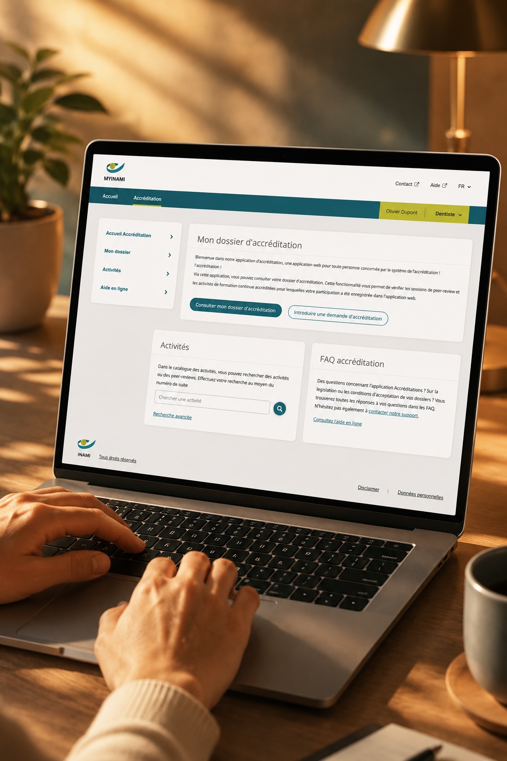 Wireframes d'application institutionnelle INAMI pour Smals