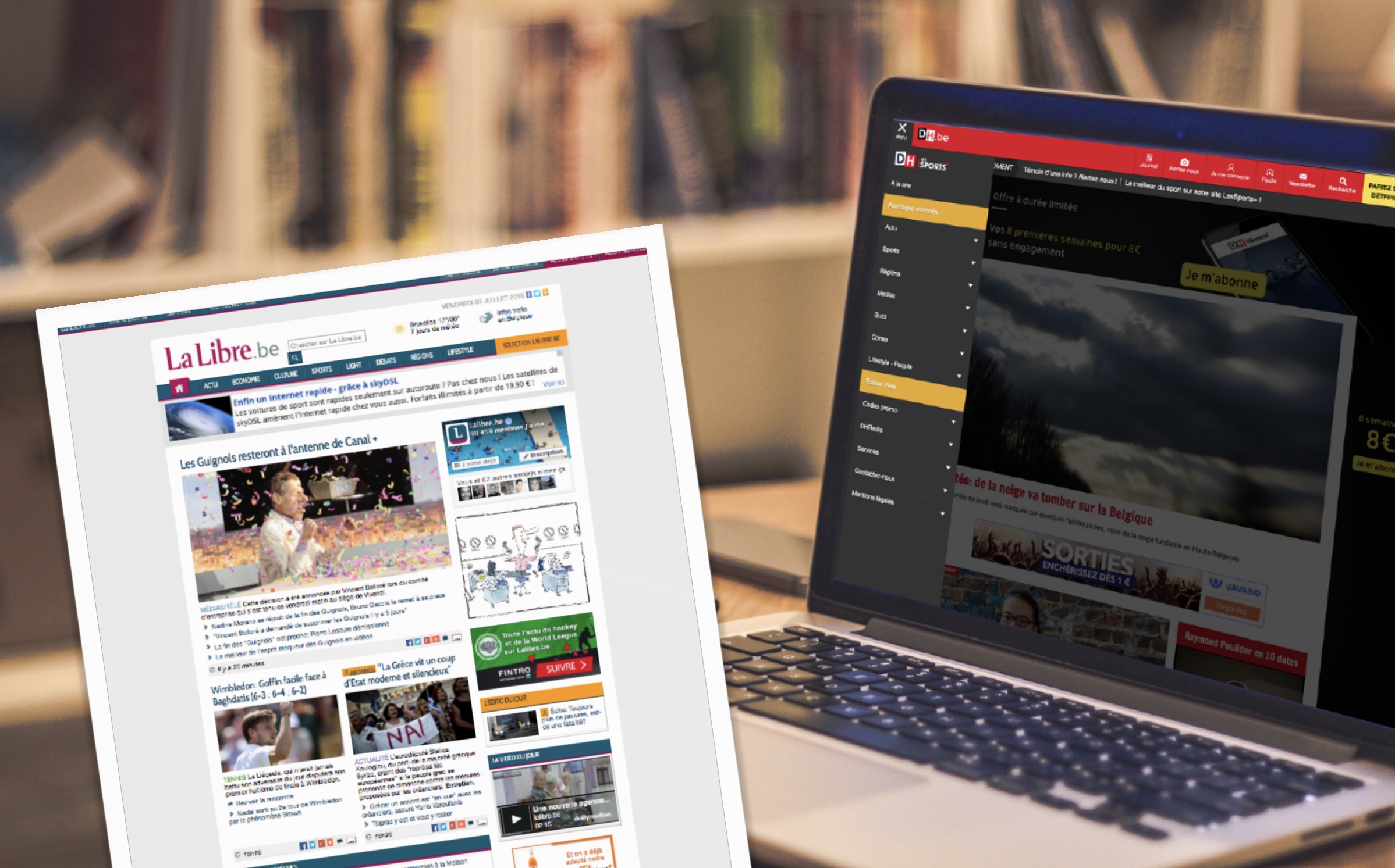 Aperçu d'interface pour les sites DH et La Libre